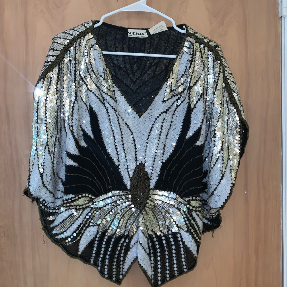 Vintage sequin wing top